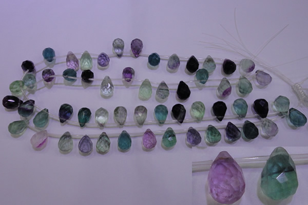 CFL709 Top-drilled 10*14mm faceted teardrop natural fluorite beads