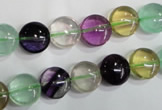 CFL783 15.5 inches 10mm flat round rainbow fluorite gemstone beads