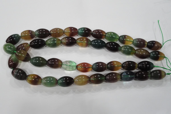 CFL814 15.5 inches 12*18mm rice rainbow fluorite gemstone beads