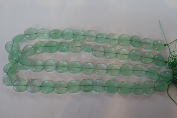 CFL864 15.5 inches 15mm flat round green fluorite gemstone beads