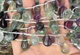 CFL960 Top drilled 10*14mm flat teardrop natural fluorite beads