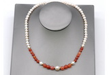 CFN114 potato white freshwater pearl & fire agate necklace, 16 - 24 inches