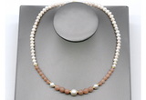 CFN118 potato white freshwater pearl & moonstone necklace, 16 - 24 inches