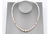 CFN122 potato white freshwater pearl & pink opal necklace, 16 - 24 inches