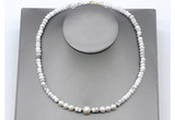 CFN227 4*6mm faceted rondelle white howlite & potato white freshwater pearl necklace