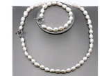 CFN27 8mm - 9mm baroque white freshwater pearl jewelry set, 16 - 54 inches