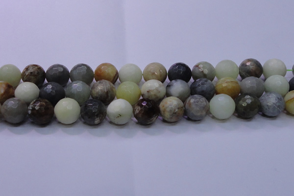 CFW08 15.5 inches 18mm faceted round flower jade beads wholesale