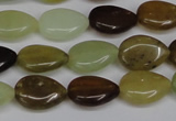 CFW120 15.5 inches 10*14mm flat teardrop flower jade gemstone beads