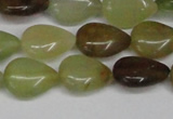 CFW123 15.5 inches 13*18mm flat teardrop flower jade gemstone beads