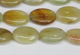 CFW126 15.5 inches 12*16mm flat oval flower jade gemstone beads