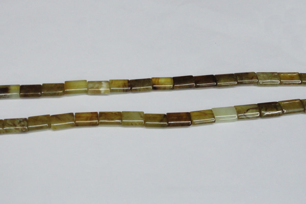 CFW141 15.5 inches 10*14mm flat tube flower jade gemstone beads