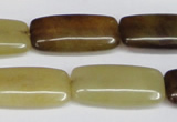 CFW155 15.5 inches 12*25mm rectangle flower jade gemstone beads