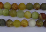 CFW201 15.5 inches 6mm round matte flower jade beads wholesale