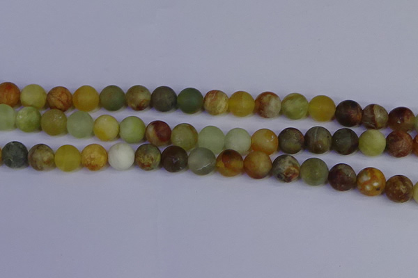 CFW204 15.5 inches 12mm round matte flower jade beads wholesale