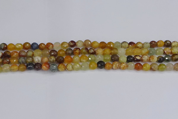 CFW211 15.5 inches 6mm faceted round flower jade beads