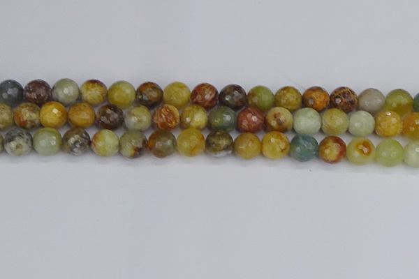 CFW213 15.5 inches 10mm faceted round flower jade beads