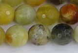 CFW214 15.5 inches 12mm faceted round flower jade beads