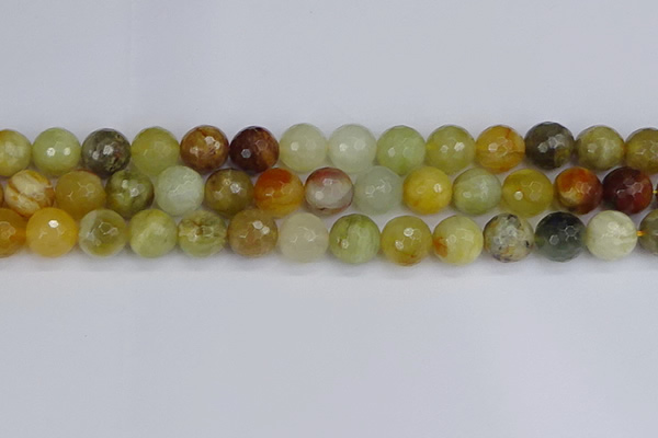 CFW214 15.5 inches 12mm faceted round flower jade beads