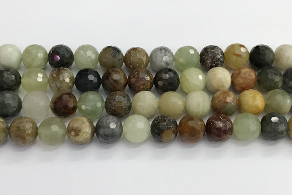 CFW221 15.5 inches 12mm faceted round flower jade beads