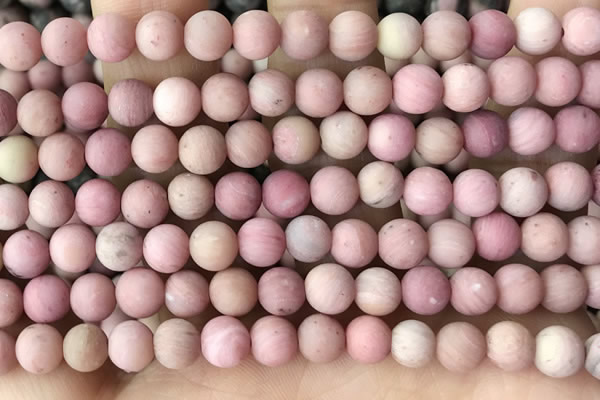 CFW36 15.5 inches 6mm round matte pink wooden jasper beads