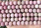 CFW37 15.5 inches 8mm round matte pink wooden jasper beads