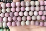 CFW39 15.5 inches 12mm round matte pink wooden jasper beads