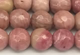 CFW60 15 inches 6mm faceted round pink wooden jasper beads