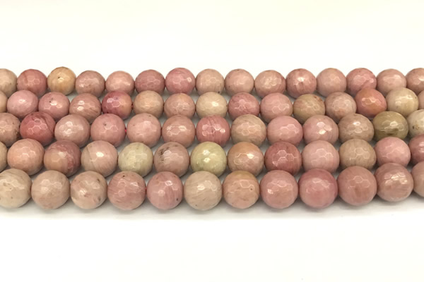 CFW61 15 inches 8mm faceted round pink wooden jasper beads