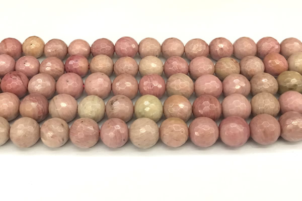 CFW62 15 inches 10mm faceted round pink wooden jasper beads