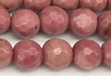 CFW65 15 inches 6mm faceted round pink wooden jasper beads