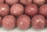 CFW66 15 inches 8mm faceted round pink wooden jasper beads