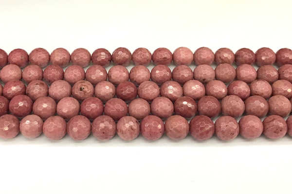 CFW66 15 inches 8mm faceted round pink wooden jasper beads