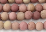 CFW70 15 inches 4mm round matte pink wooden jasper beads