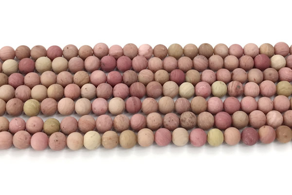 CFW71 15 inches 6mm round matte pink wooden jasper beads