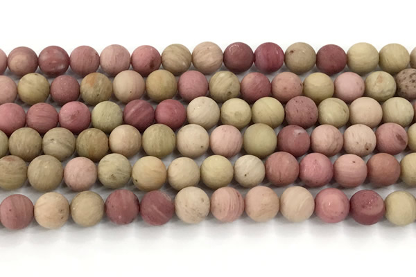 CFW72 15 inches 8mm round matte pink wooden jasper beads