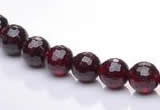 CGA08 multi sizes faceted round natural garnet gemstone beads Wh