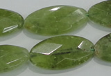 CGA104 15.5 inches 15*30mm faceted oval natural green garnet beads