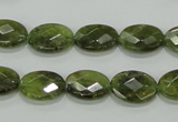 CGA107 15.5 inches 10*14mm faceted oval natural green garnet beads