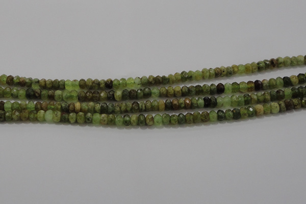 CGA146 15.5 inches 4*6mm faceted rondelle natural green garnet beads