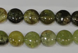 CGA212 15.5 inches 12mm flat round natural green garnet beads