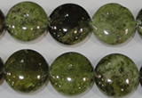 CGA214 15.5 inches 16mm flat round natural green garnet beads