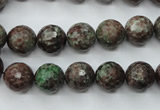 CGA314 15.5 inches 12mm faceted round red green garnet gemstone beads