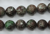 CGA315 15.5 inches 14mm faceted round red green garnet gemstone beads