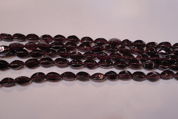 CGA377 15 inches 4*7mm twisted rice natural red garnet beads wholesale