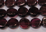 CGA383 15 inches 7mm coin natural red garnet beads wholesale