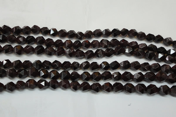 CGA451 15.5 inches 8mm faceted nuggets natural red garnet beads