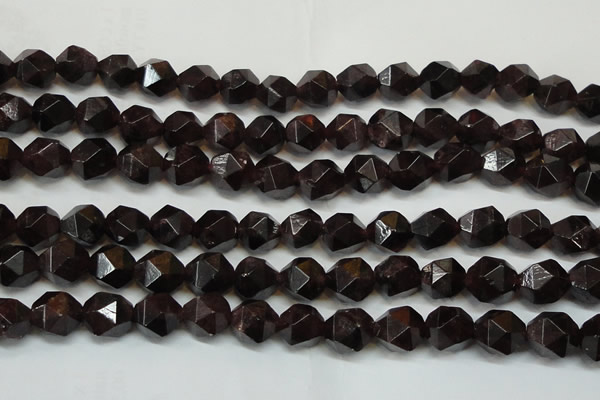 CGA454 15.5 inches 14mm faceted nuggets natural red garnet beads