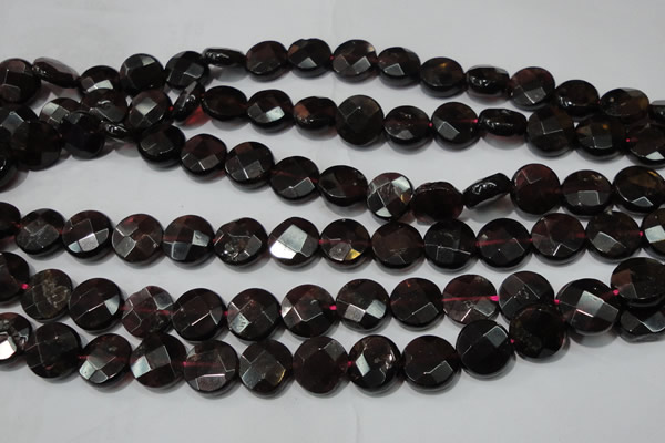 CGA476 15.5 inches 8mm faceted coin natural red garnet beads