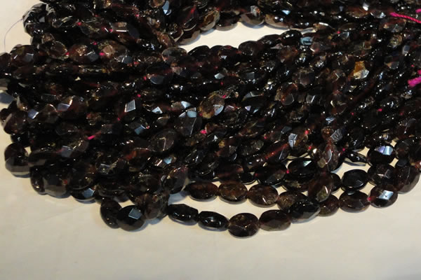 CGA480 15.5 inches 7*9mm faceted oval natural red garnet beads