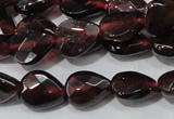 CGA483 15.5 inches 6*8mm faceted flat teardrop natural red garnet beads